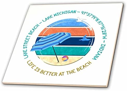 3drose Američke plaže-plaža Lake Street, jezero Michigan, Indiana poklon-Tiles
