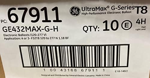 10 pakovanje Ge UltraMax 67911 GE432MAX-G-H 4X 32W T8 120-277v fluorescentnih elektronskih balasta