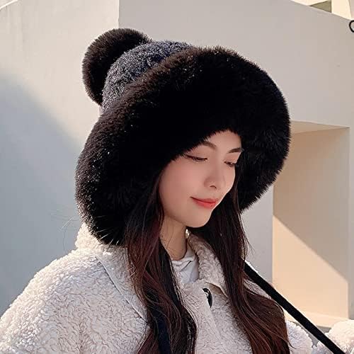 Ženske zimske pletene vunene kape tri kuglična pulover poklopca Fleece Warm EAR zaštita šešira šešir