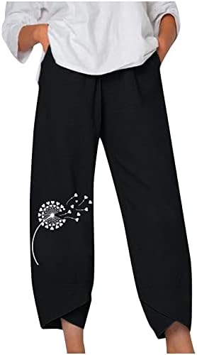 Ženske hlače Ljeto Ležerne prilike široke noge Elastični struk Slabe Cvjetni relexed Fit Plaža Obrezane hlače