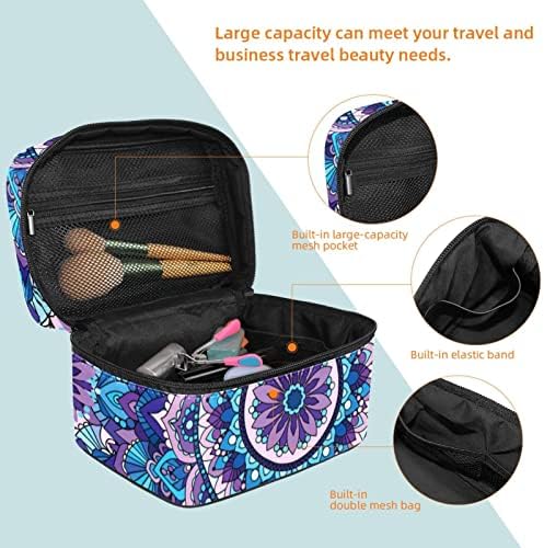 Yoyoamoy Travel Makeup torba sa odjeljkom, estetska mandala ljubičasta velika kozmetička futrola personalizirana