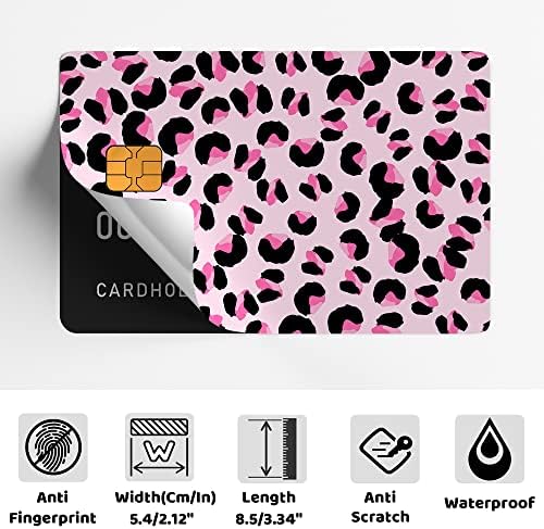 Naljepnica za kartice od 4 komada sa ružičastim Leopard printom，Trippy vinil naljepnica za kreditnu,debitnu,