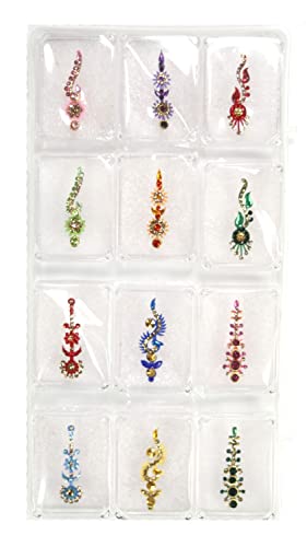 ASHIRWAD Indijski višebojni višebojni, Multi dizajn kamenog kristala bindis za višekratnu upotrebu,