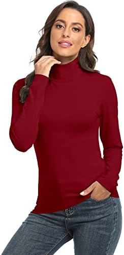 TAIPOVE ženske turtleneck dugih rukava majica lagani pamučni povremeni termički podložak pulover