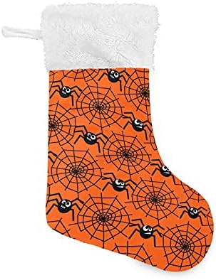 Alaza Božićne čarape Halloween Spider Webs Classic Personalizirani Veliki ukrasi za skladištenje za obiteljski odmor Sezona Party Decor 1 paket, 17.7 ''