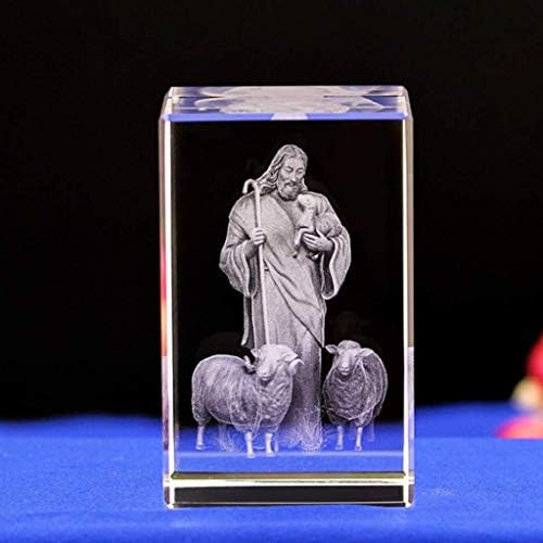KEER Creative 3D Inner Carved Jesus Image Crystal Crafts-disk muzička baza