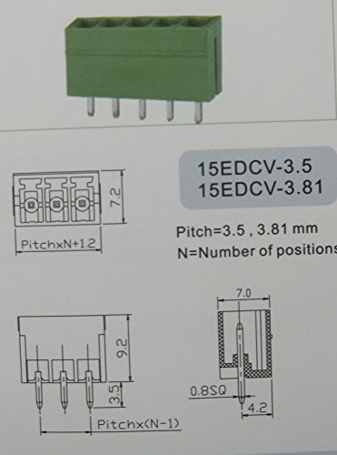 40 kom ravno-pinski 7pin/Way Pitch 3.81 mm konektor za vijčani terminalni blok zelene boje priključni tip sa