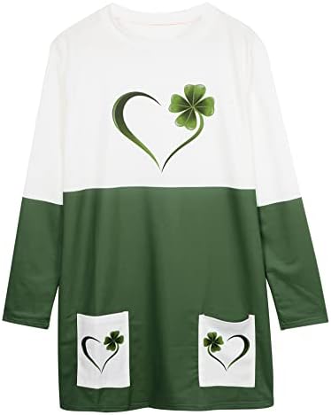 Mousya St Patrick's Dnevna košulja ženske djetelsko srce dugih rukava plus veličine boja blok duksera
