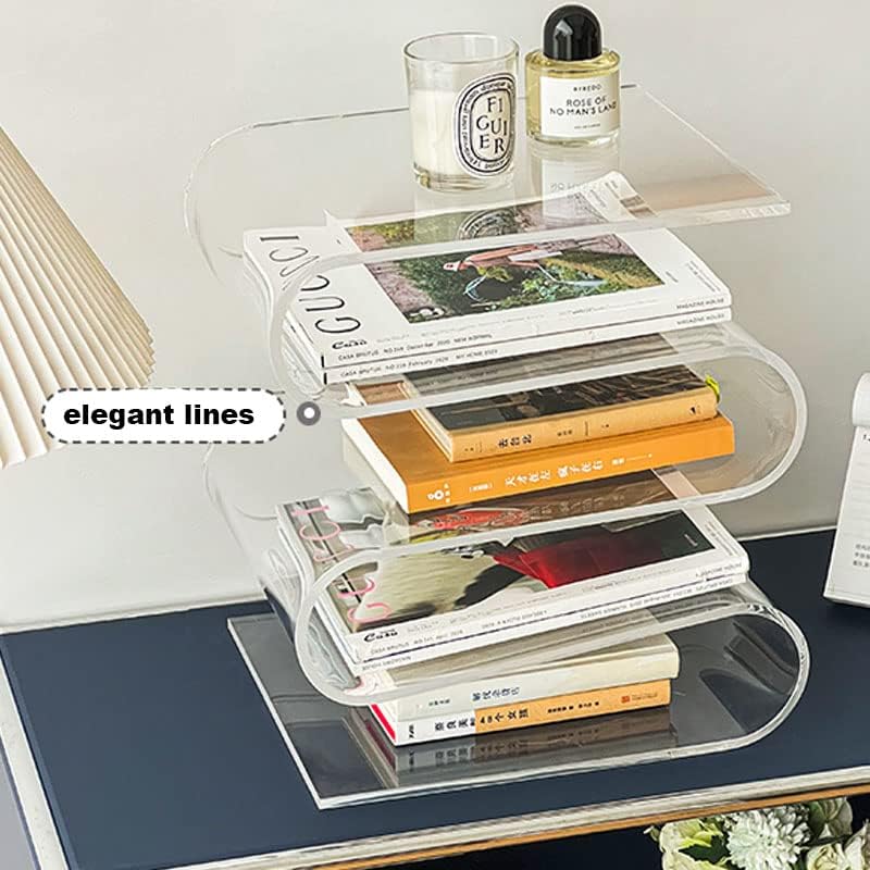 Prozirni akrilni časopis držač Clear BooksFellf Organizer 3 razine za podne ili kontratop horizontalni i ukras