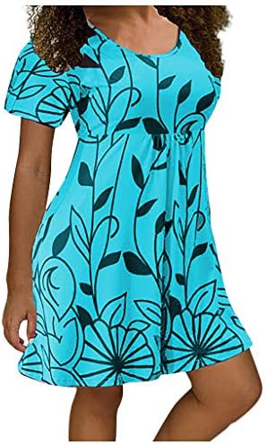 Plus veličina Hawaii haljina za žene 2023 okrugli vrat cvjetni sandred Sundersd s kratkim rukavima