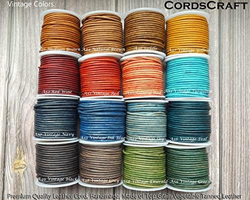 Cords Craft® | Prave kožne kabele, 1,5 mm okrugli kožni kabel za nakit izrada narukvice Ogrlice za kosu pribor za kožlu kožnog kože koliki hobi i diy craft