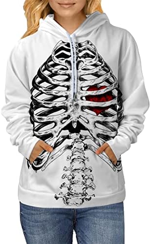 Beuu Halloween Kostimi za žene skeletne dukseve Y2K Gothic Duge rukave s dugim rukavima estetski