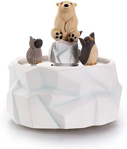 Huangxing - Kolekcionarske figurice Music Boxes Cute Polar Bear Tema Music Box, Rotate Animals Music Box Početna Decor Ornament, Najbolji Kerativni rođendanski poklon za djecu, pingvin poklon za božićni rođendan Holi
