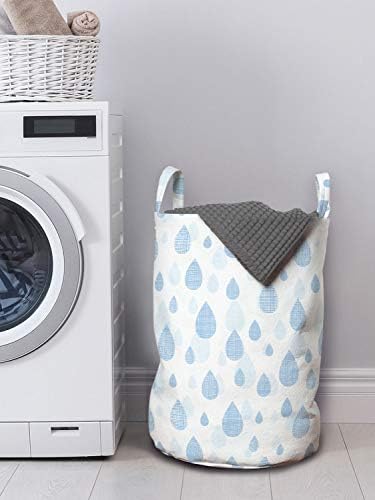 Torba za pranje rublja AMBESONNE, repetitivne siluete Raindrops ornamentirane sa doodle rešetke,