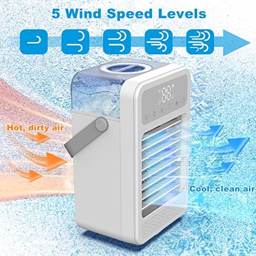 Osobni hladnjak zraka, 90 ° oscilirani prijenosni klima uređaji, 5 brzina vjetra mirnim mini