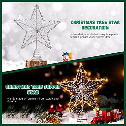 Toyandona Božićna stabla staklena zvezdana šuplja staklena zvezda Božićna dekoracija osvijetljena Xmas Tree Star za ukras božićnog drveta, srebro