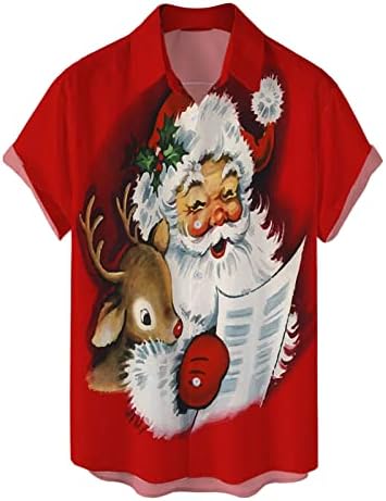 Wocachi božićne muške majice s majicom kratki rukav smiješni Xmas Santa Claus Havajska majica za kuglanje
