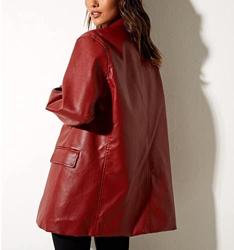Eaktool ženska žena kaput kožni kaput dugih rukava revel lablica jakne prednji kaput kaput