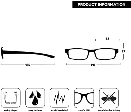 Kompanija za naočare za čitanje Black Bright Blue neck specs Readers vrijednost 3 paketa muške ženske opružne šarke RRR20-3 +1.00