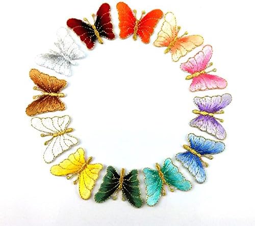 Honbay 12pcs šareni vez leptir applički željezo na zakrpama šivaće zanatsko uređenje