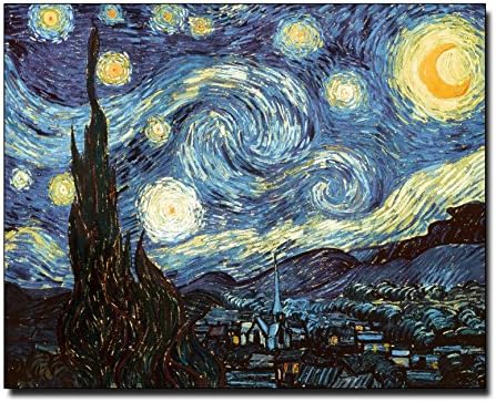 Reprint slika Vincenta Van Gogha - popularna Zvjezdana noć, slika bademovog cvijeta, kafe Print - Set od 4 postera 8 x 10 - zidno farbanje za ured, spavaću sobu, kuhinju, dnevni boravak