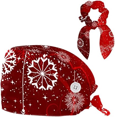 Sestra piling kape žene crvene zimske apstraktne snježne pahulje podesive radne kape s gumbom