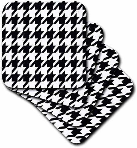 3drose CST_35483_4 crno-bijeli Houndstooth-veliki keramički podmetači za pločice, Set od 8 komada