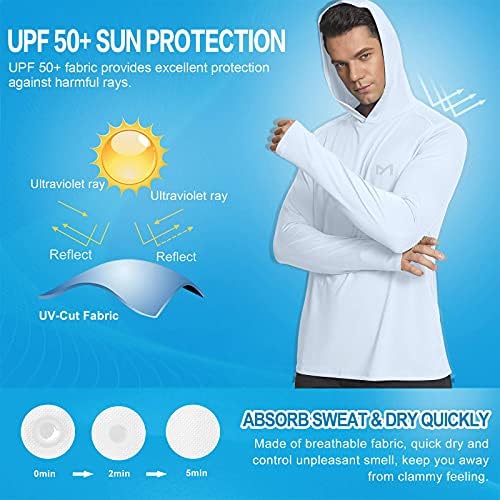 Meetyoo Muške UPF 50+ Zaštita od sunca, dukserica s dugim rukavima Cool Suha Work UV majica