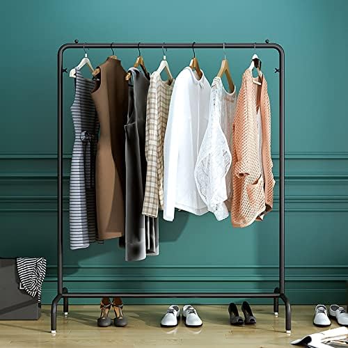 ZBYL stalak za odjeću stalak za garderobu, metalni Samostojeći stalak za ormar za odjeću sa kukama, prijenosni vješalica za rublje s donjim dijelom, 100×130cm