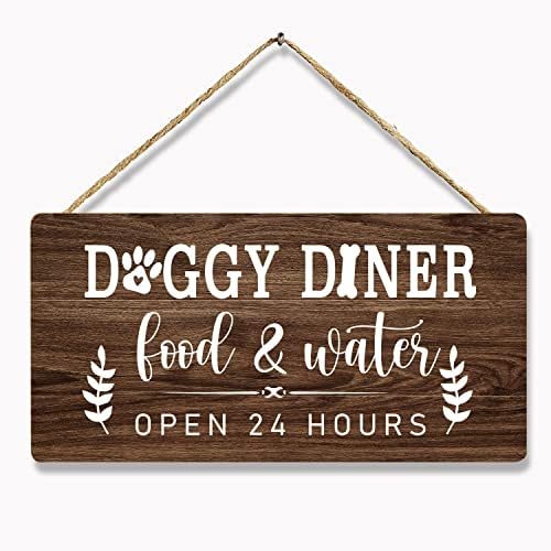 KENTUOK Doggy Diner Rustikalna smeđa drvena zidna ploča za ljubitelje pasa smiješna hrana za pse u stilu
