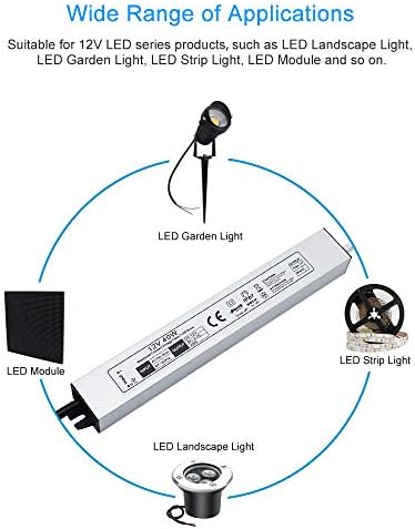 LightingWill LED Driver 40 W vodootporni IP67 transformator za napajanje, 90-265V AC do 12V DC niskonaponski izlaz, Adapter sa 3-zupčastim utikačem 3.3 Feet kablom za vanjsku upotrebu, računarski projekat