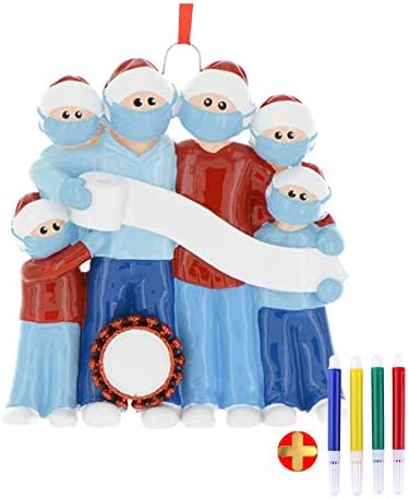 Telaote Božićni ukrasi personalizirani 2-7 članova porodice naziv Božićni ornament Kit 2020 DIY Survivor