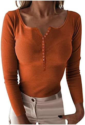 Ženski džemper prsluk dugme V-izrez dugih rukava dno dno košulje džemper košulje proljetni džemperi