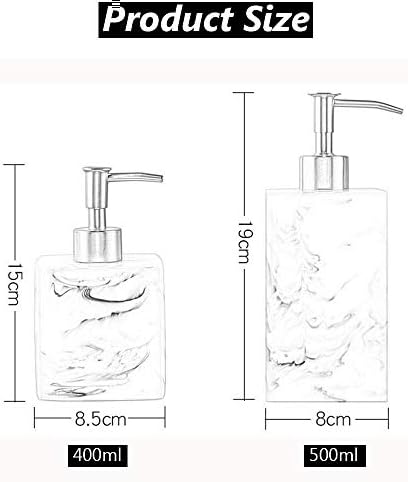 Raspršivač sapuna 400 / 500ml mramorni efekt, pogodan za kupaonicu kuhinju | Smjesna, bijela i crna,