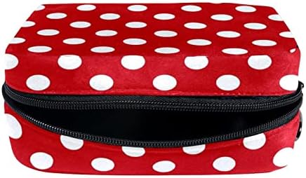 Mala šminkarska torba, patentno torbica Travel Cosmetic organizator za žene i djevojke, crvena bijela