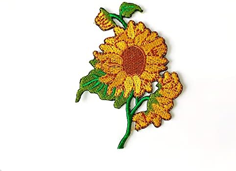 Lijepi cvjetovi suncokreta u ljeti logo logotipa Applique Empleided šivati ​​željeznu na patcku