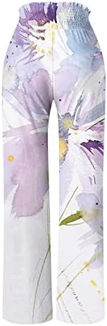 Ljetne hlače za široke noge za ženske rastezljive boho hlače cvjetni print Palazzo Lounge Beach pantalone