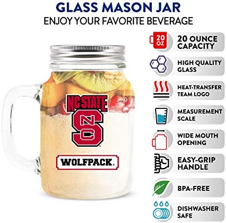 NCAA North Carolina State Wolfpack 20oz staklo Mason Jar