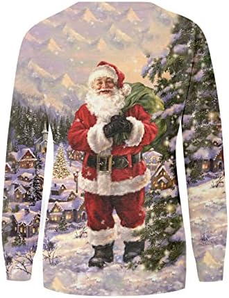 Božić duksevi za žene Scoop vrat Sretan Božić pulover No Hood Loose Fit žena pulover džemperi