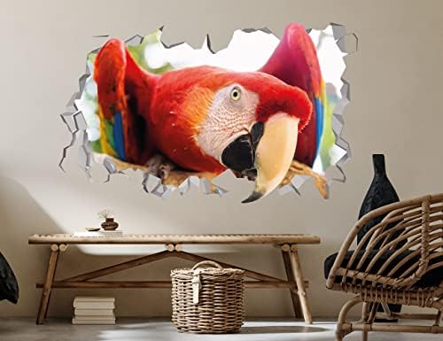 Macaw Parrot zidni naljepnica - Dekor naljepnice za ptice - papagaj tropski zidni dekor - tropski zidni naljepnica - životinje Dekor sobe - naljepnice za djecu Dječja spavaća soba)
