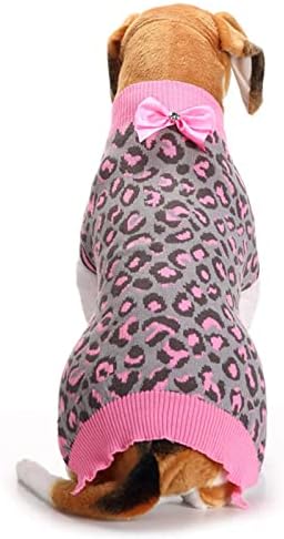 Psi Dukseri za djevojke Puppy Leopard Bowknot Puppy Pink Winter Dog Odjeća Slatka džemper za kućne ljubimce Mali pas Božićni džemperi za djevojke