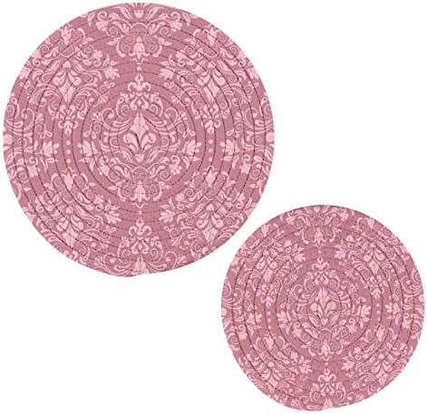 Alaza Pink Floral Mandala Držači potpisnice Thivets Set 2 kom, Pojedinači za kuhinje, pamučne podmornice