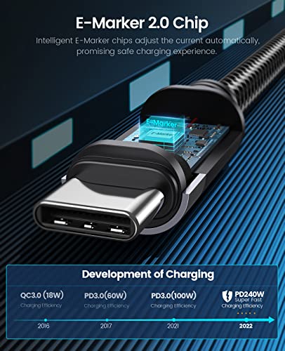 Orico USB C do USB C kabela 240W, USB C kabl Brzi punjenje, tip C u kabel CABLE 48V 5A, pleteni najlonski tip