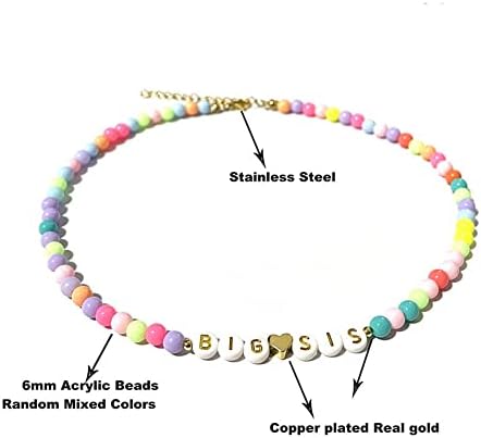 tenghong2021 velika sestra narukvica ogrlica Nakit set zlatne srčane perle šareno srce Rainbow