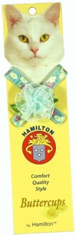Hamilton 3/8 x 10& # 34; sigurnost mačka okovratnik, tratinčica dizajn najlon naglašen leptir leptir i odgovarajuće rozeta zvono, svijetlo plava