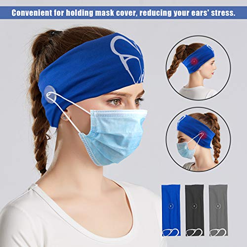 CODACE 3 pakovanja traka za glavu medicinskih sestara sa dugmadima, držač za navlaku za lice, smanjuje bol u
