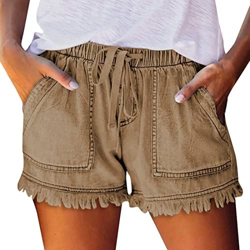 Ženske kratke hlače za ljeto do koljena traperice traper Bandage džep dno Tassel Casual težak