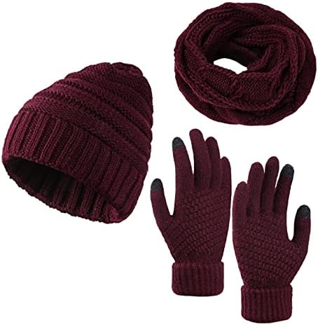 Jinf rukavice Scarf Set Muškarci Ženski zimski šešir Topli šal zaslon osjetljiv na dodir-set topliji vrat Debeli plemenit šešir