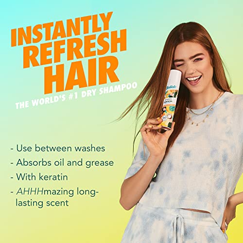 Batiste suhi šampon, tropski miris, osvježi kosu i apsorbira ulje između pranja, šampon bez vode za dodatnu teksturu i tijelo kose, bočica suhog šampona 6.35 Oz