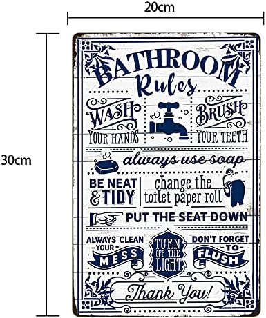 Smiješna pravila za kupaonicu metalni Limeni znak zidni dekor - seoska kuća kupaonica citat Limeni znak za toalet toalet kupatilo Kućni dekor pokloni 8x12 inča